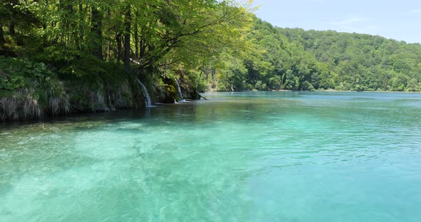 Turquoise waters in Plitvice Lakes National Park in Croatia. Unesco protected area.