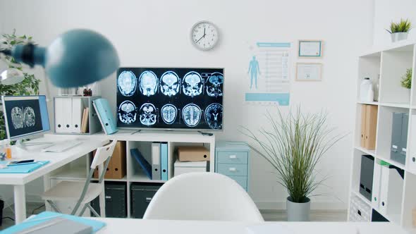 Zoomout of Contemporary Hospital Office with Modern Equipment and No People alt