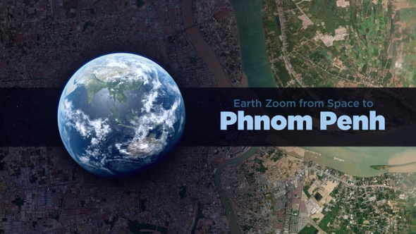 Phnom Penh (Cambodia) Earth Zoom to the City from Space