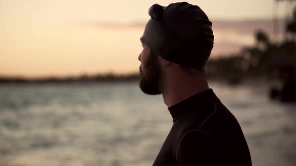 Professional Swimmer Workout Training Triathlon Competition In Open Water. Swimmer Sport Exercising. alt