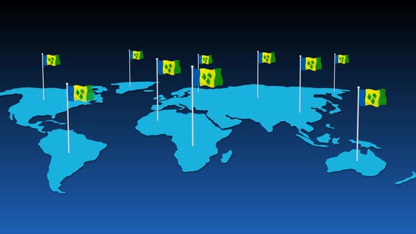 Saint National Flag Fly On Earth Map Animation alt