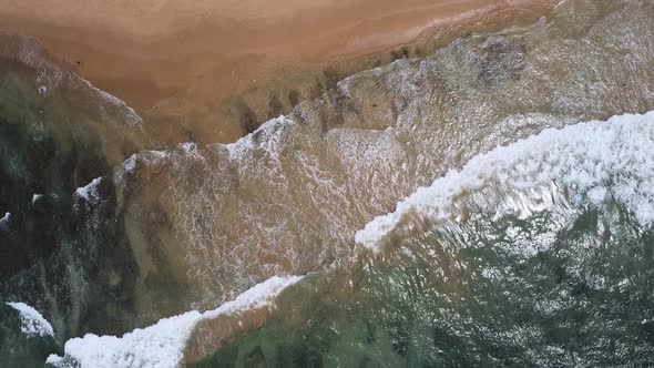 Aerial View To Tropical Sandy Beach and Blue Ocean