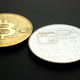 Golden and Silver Bitcoin Coins on Black - VideoHive Item for Sale