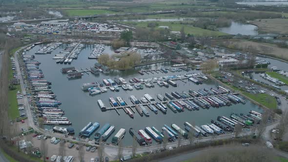 Inland Marina, M1 Motorway, River Trent, Sawley, Nottingham, UK, Boat Mooring, Narrowboats, Leisure