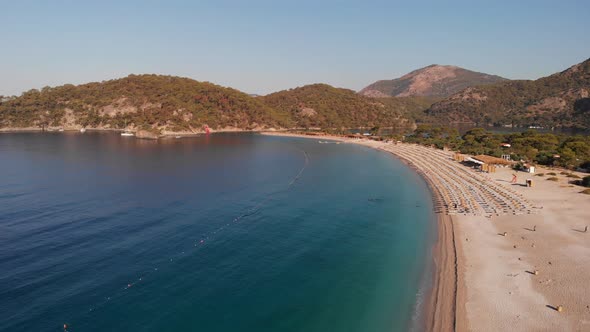 Blue Lagoon and Belcekiz Beach at the Foot of Babadag Mountain in Oludeniz Village Turkey alt