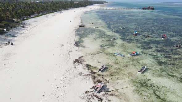 Aerial View of the Beach on Zanzibar Island Tanzania Slow Motion alt