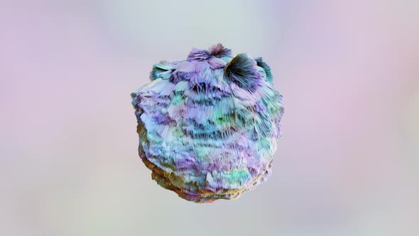 3D animation of Abstract smooth fur shape. 4k seamless loop 3D animation alt