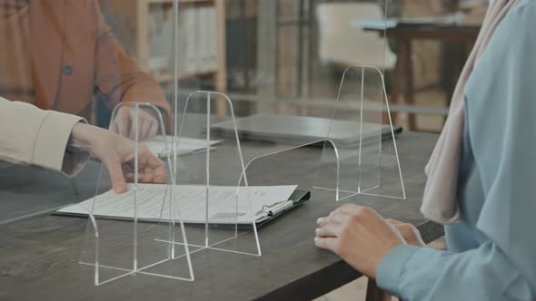 Unrecognizable Woman Having Job Interview During Pandemic alt