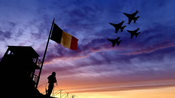 French Military and Warplanes Guarding the Border alt
