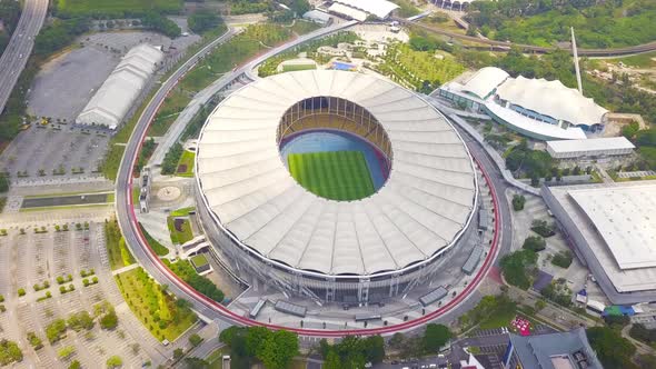 Top view of Bukit Jalil National Stadium and landscape garden in Kuala Lumpur, Malaysia. alt