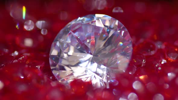 Real Diamond Rotating Surrounded By Lot Of Rubes