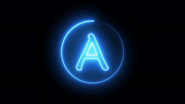 Glowing neon line in a circular path around the A alphabet. Vd 371 alt