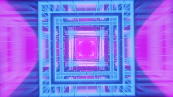 3d Render Flying Through a Tunnel Consisting of Geometric Cubes