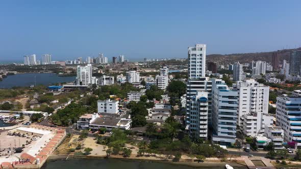 The Tall Apartment Buildings in the Modern District of Cartagena Colombia