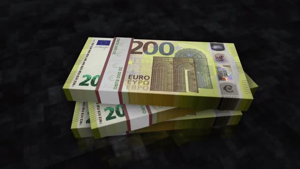 Euro 200 money banknote pile packs alt