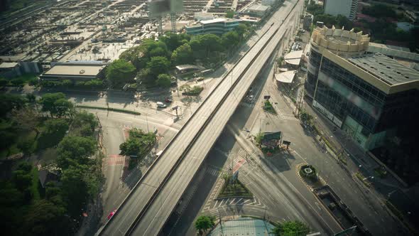 Time Lapse of Busy Highway Road Junction in Metropolis City Center alt