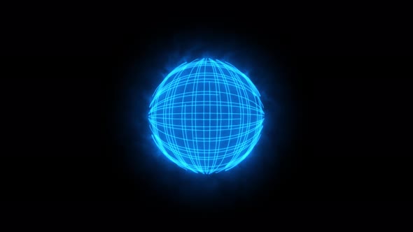 Animation Abstract Blue Energy Ball on Black Background