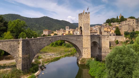 The Bridge and River Fluvia at Besalu Girona Catalonia Spain alt