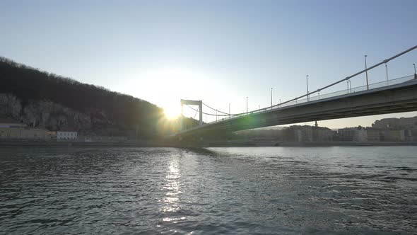 Danube River flowing under the Elizabeth Bridge