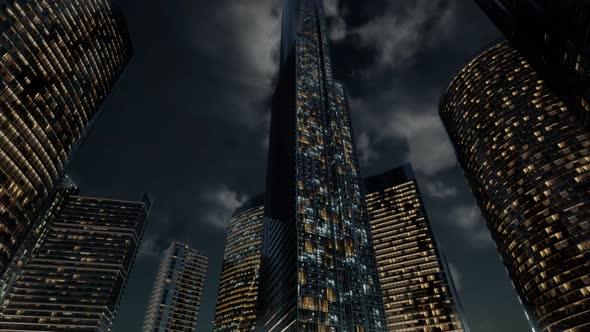 Glass Skyscrpaer Office Buildings with Dark Sky alt