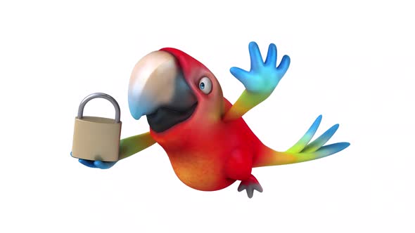 Fun 3D cartoon animation of a Parrot with alpha alt