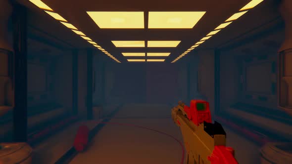 3D Sci Fi Gaming Animation Mock Up of First Person Shooter alt
