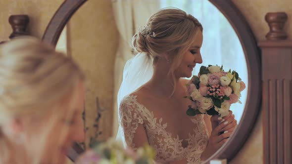 The Bride at the Mirror with a Bouquet of Flowers alt