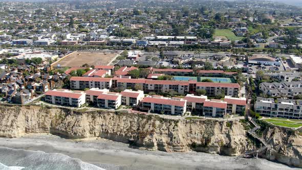 Aerial View of Typical Community Condo Next To the Sea on the Edge of the Cliff, California alt