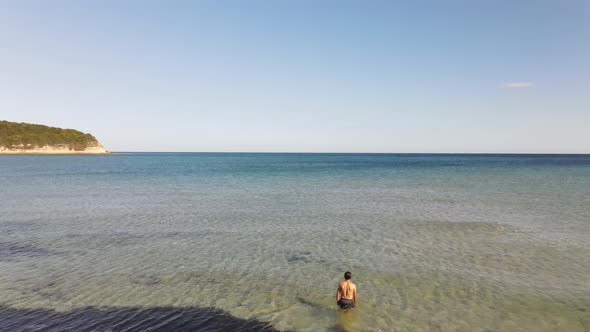 Swimming Sea Aerial Drone View alt