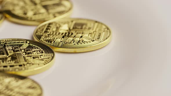 Rotating shot of Bitcoins alt