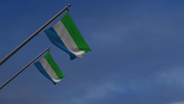 Sierra Leone Flags In The Blue Sky - 2K