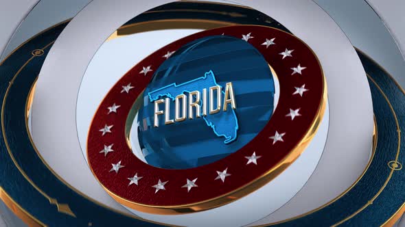 Florida United States of America State Map with Flag 4K alt