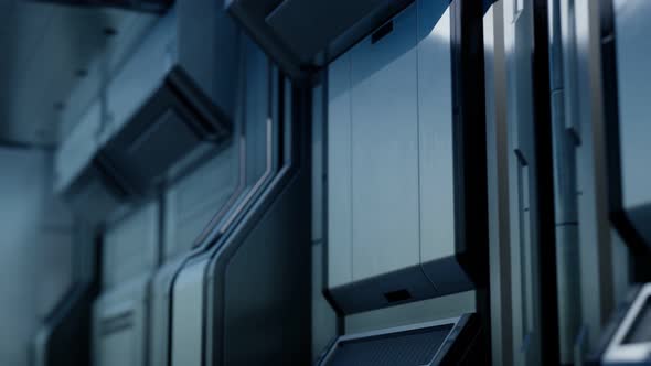 Clean Sterile Futuristic Science Fiction Interior of a Laboratory or Spaceship alt