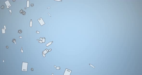 Pastel background with animated falling trash