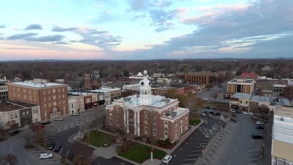 Murfreesboro Town Square Angled Flyover  in December 2020 sunset Joy Holiday alt