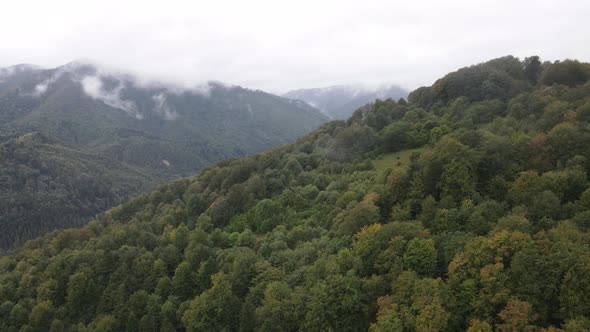 Aerial View of the Carpathian Mountains in Autumn. Ukraine alt