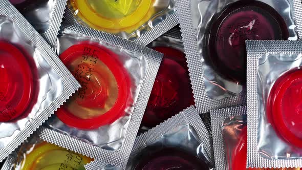 Condoms Rotating Close Up