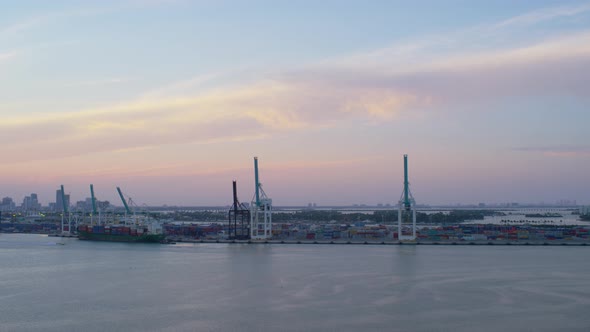 Aerial view of container cranes on Dodge Island alt
