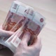 Closeup of Hands Counting Fivethousandth Banknotes of the Russian Ruble - VideoHive Item for Sale