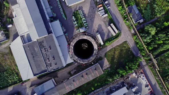 Aerial Top View of the Large Logistics Park with Factories alt