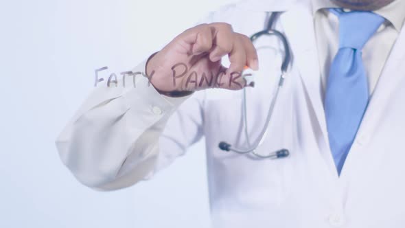 Doctor Indian Writes On Transparent Glass Fatty Pancreas