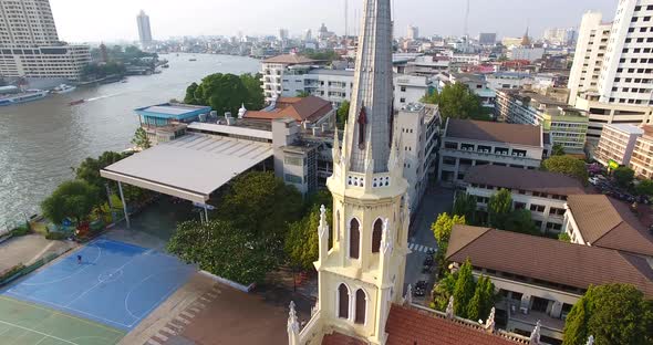 Aerial view of the Rosary church in Bangkok, Thailand. alt
