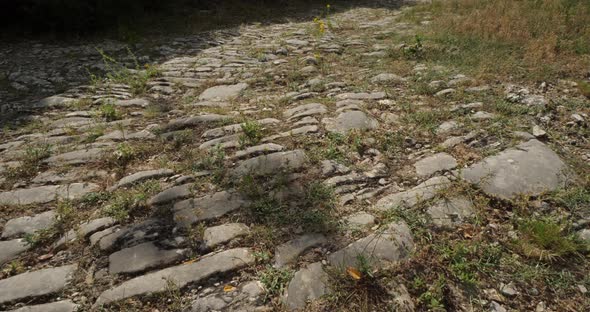 The Roman road Ambrussum, Villetelle, Occitanie, France. alt