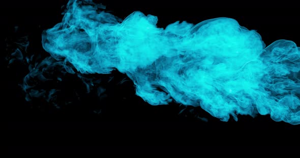 4K blue smoke on black background,