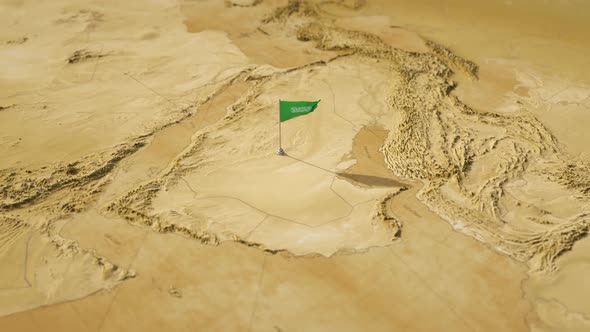 Vintage World Map - Flying Over To Saudi Arabia