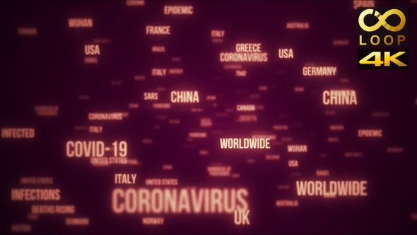Covid 19 Countries 3D Text Purple