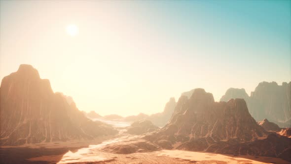 An Aerial Drone Shot of the Red Rocks Canyon alt