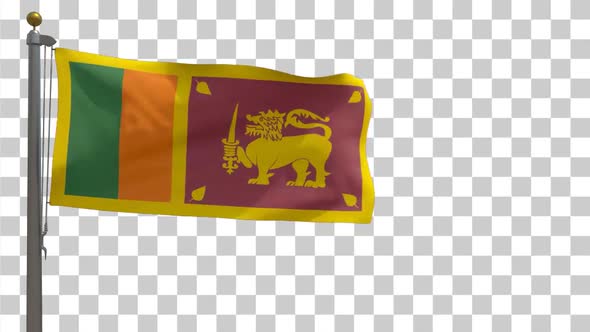 Sri Lanka Flag on Flagpole with Alpha Channel - 4K alt