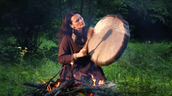 Shamanic Woman Conducts Ritual 