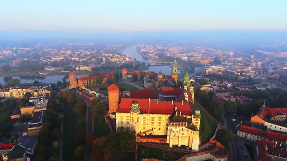 Krakow, Poland. Wawel Royal Castle and Cathedral, Vistula River